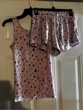 Women’s Lavender Heart Print Tank & Short Pajama Set